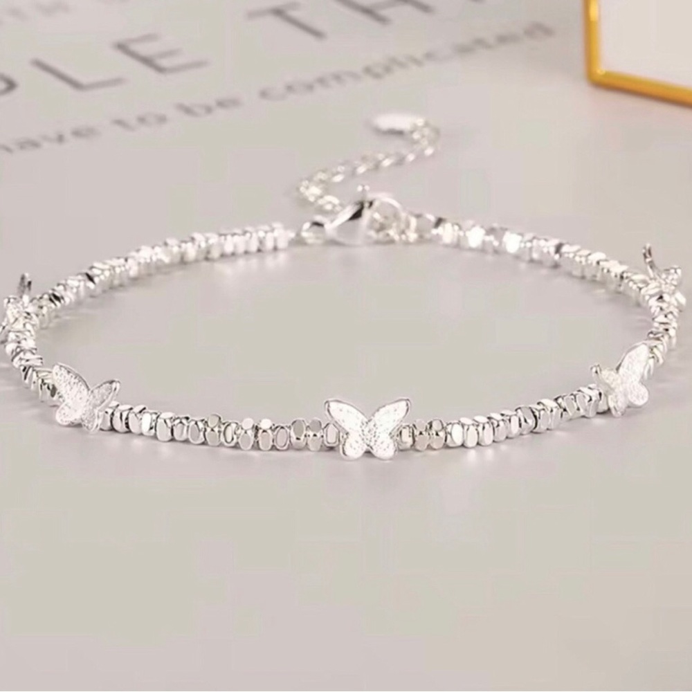 Sterling Silver Butterfly Bead Bracelet